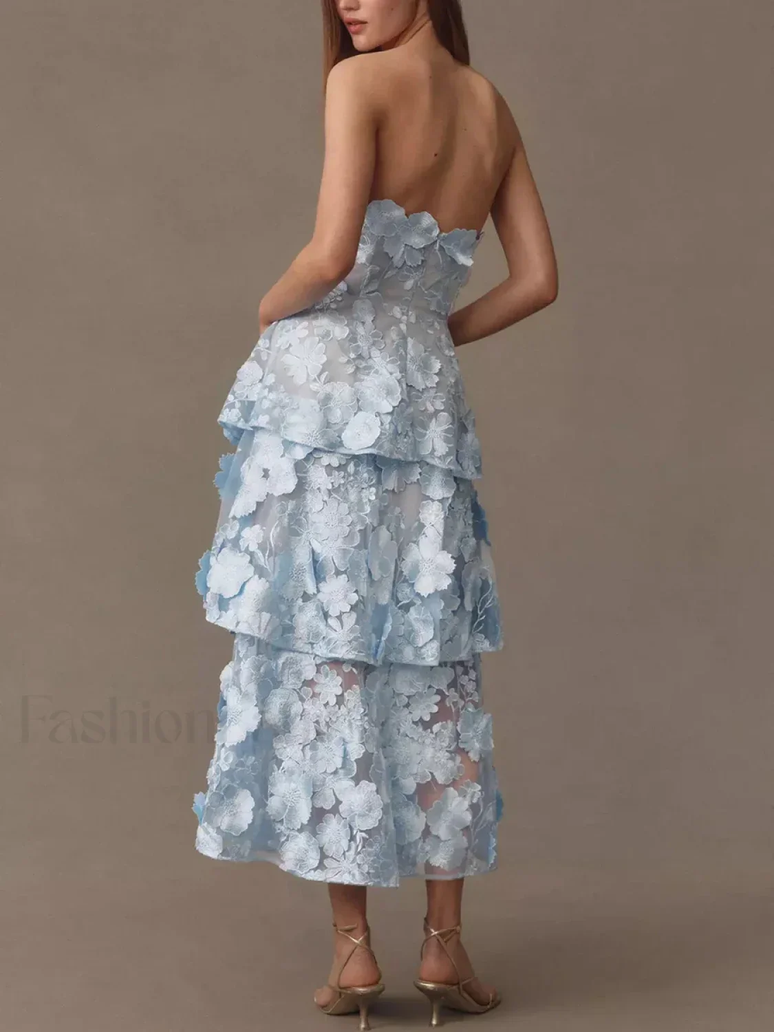 Ruffled Strapless Midi Dress - Image 2