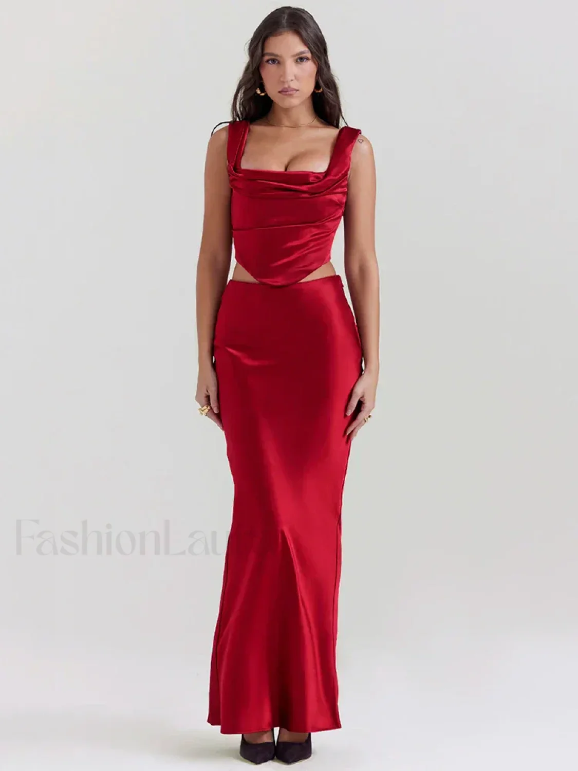 Satin Backless Skirt Maxi Dress - Image 10