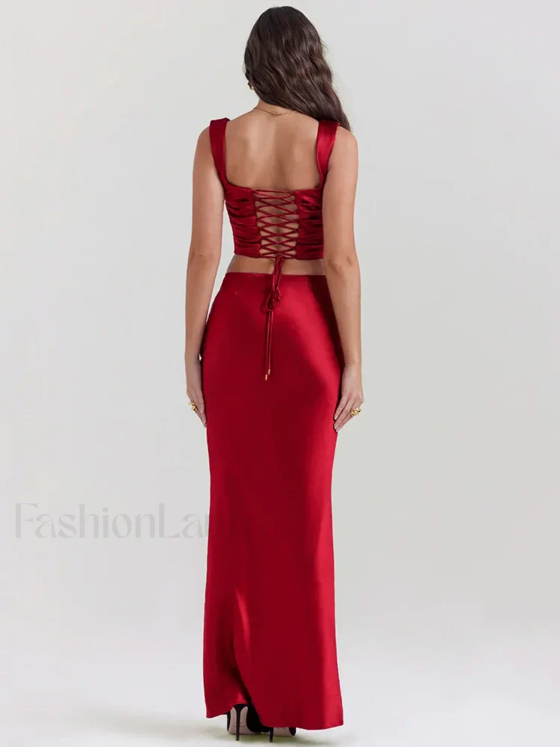 Satin Backless Skirt Maxi Dress - Image 6