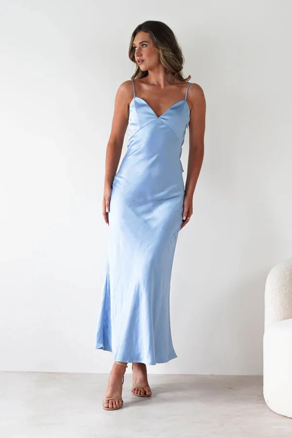 Satin Backless Tie Party Dress - Image 10