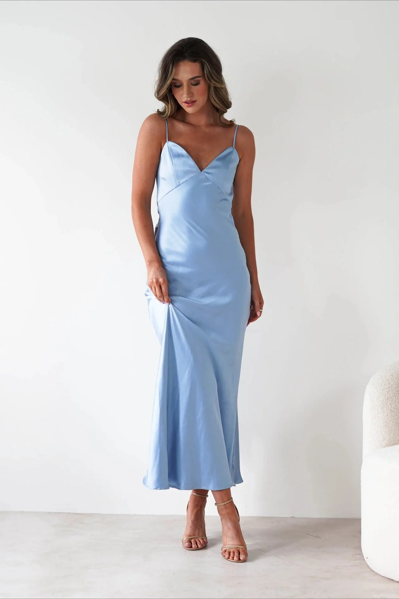 Satin Backless Tie Party Dress - Image 8
