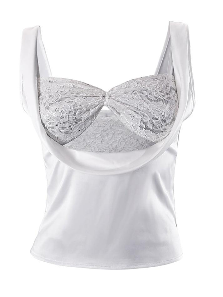 Satin Draped Lace Bralette Top - Image 2