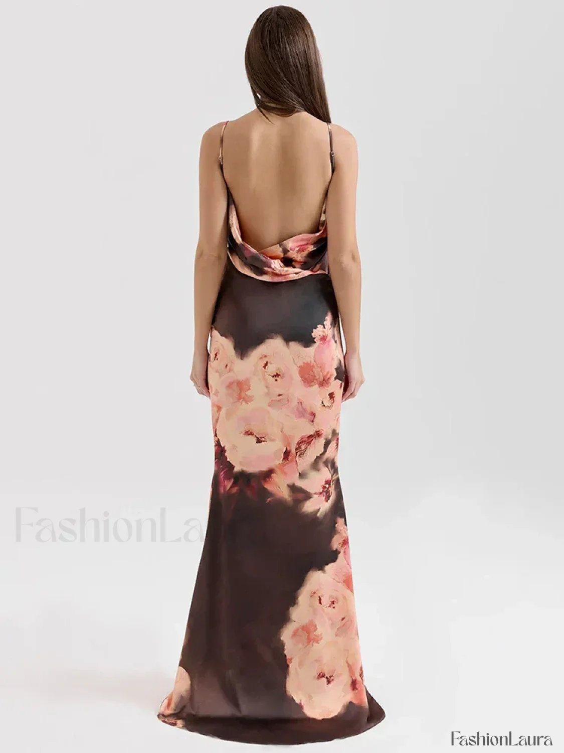 Satin Floral Spaghetti Maxi Dress - Image 13