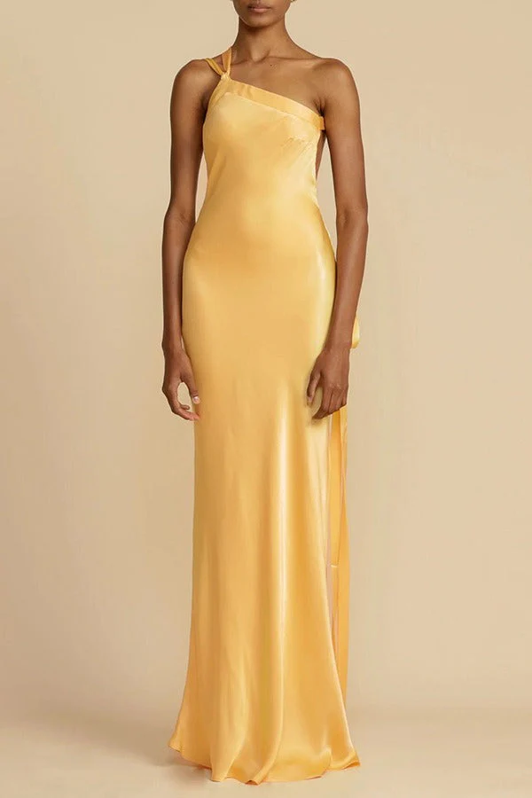 Satin One Shoulder Bodycon Formal Dress - Image 2