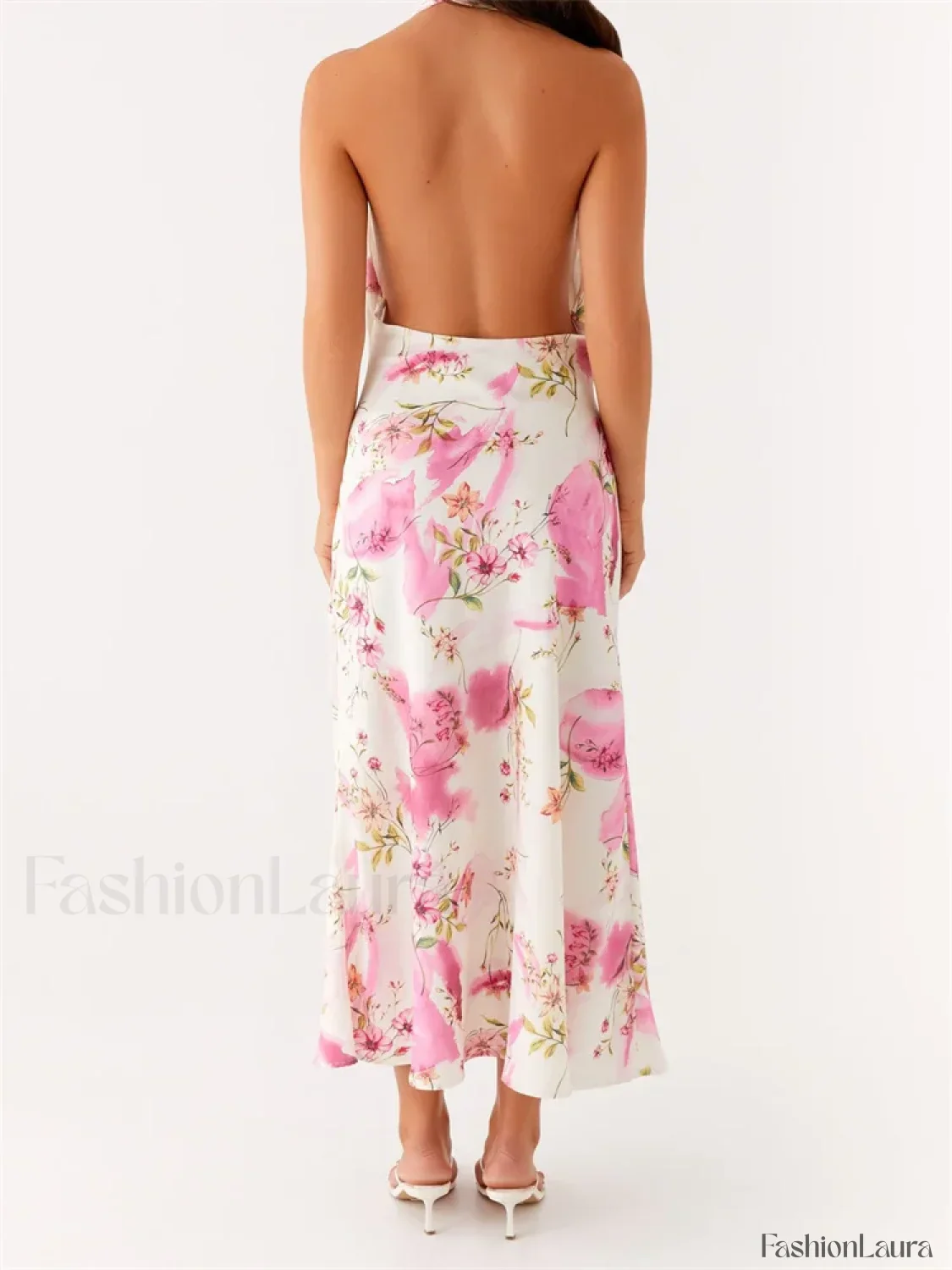 Scarf Halter Floral Maxi Dress - Image 5