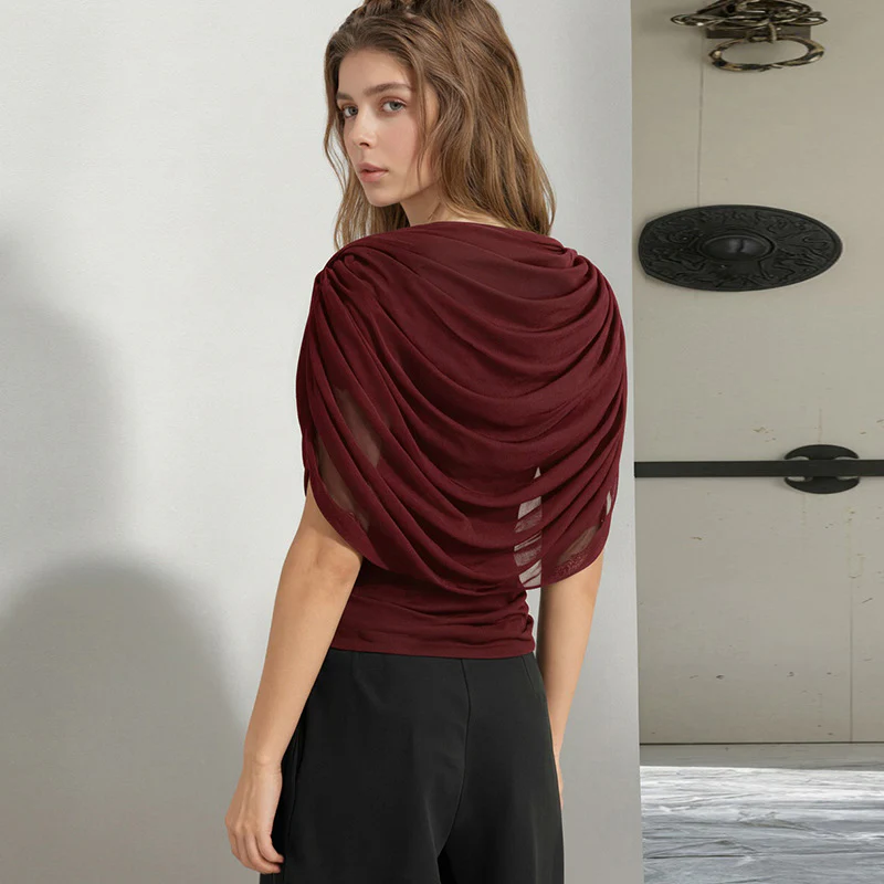 Scarf Neck Draped Sleeveless Bodycon Cropped Tee - Image 12