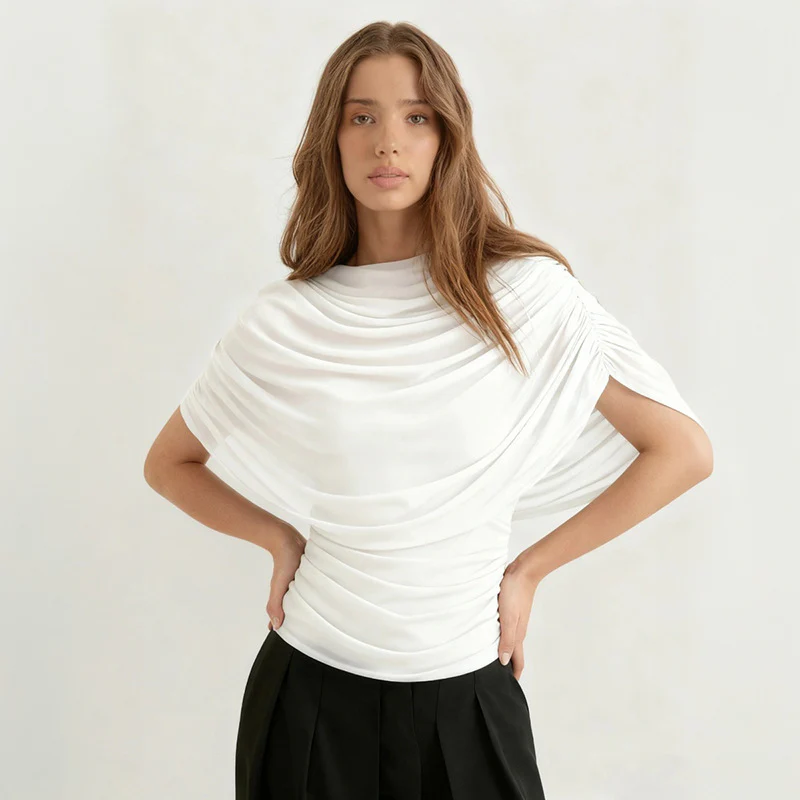 Scarf Neck Draped Sleeveless Bodycon Cropped Tee - Image 4