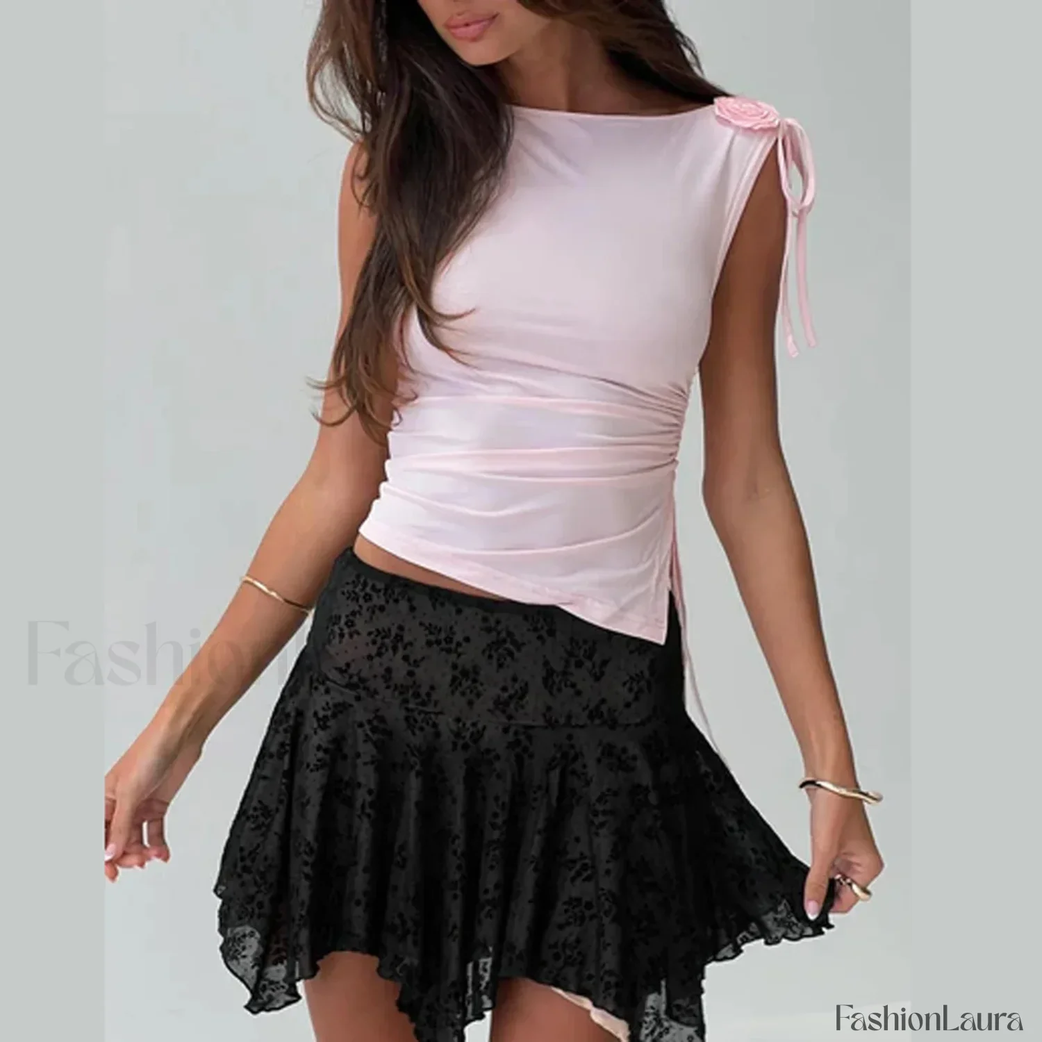 Scoop Neck Basic Slim Crop Top - Image 16