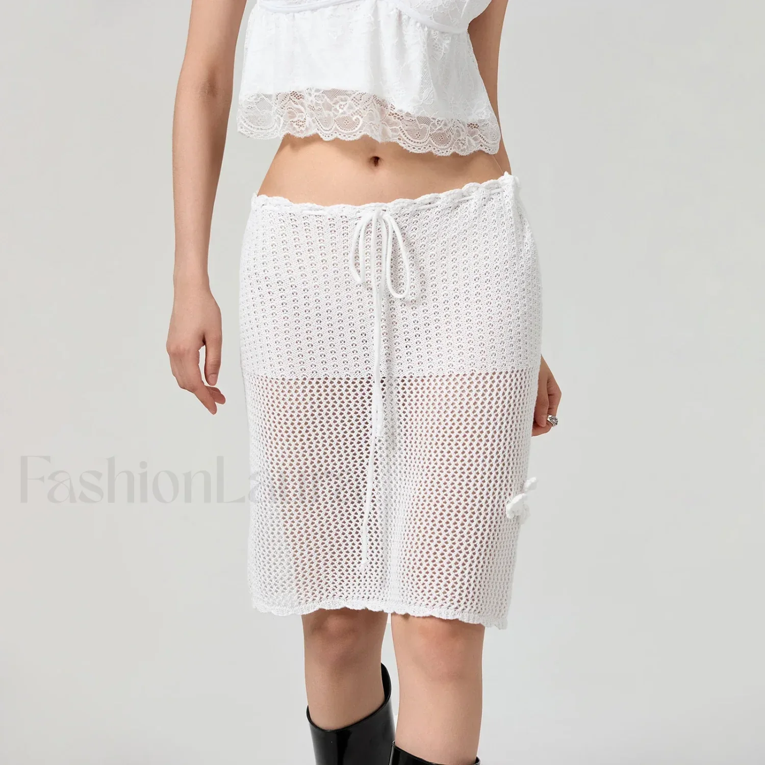 See-Through Crochet Flower Slim Fit Cover Up - Image 5