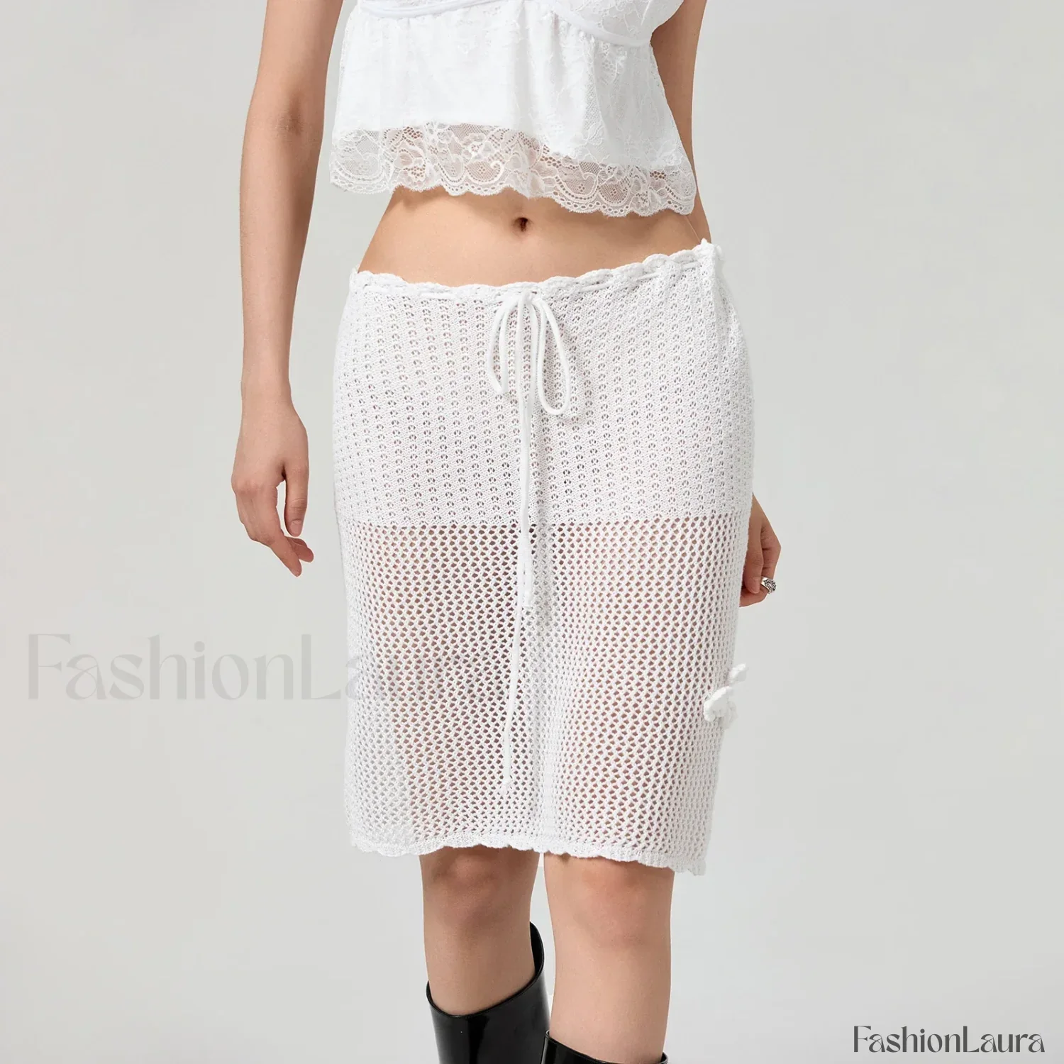 See-Through Crochet Flower Slim Fit Cover Up - Image 8