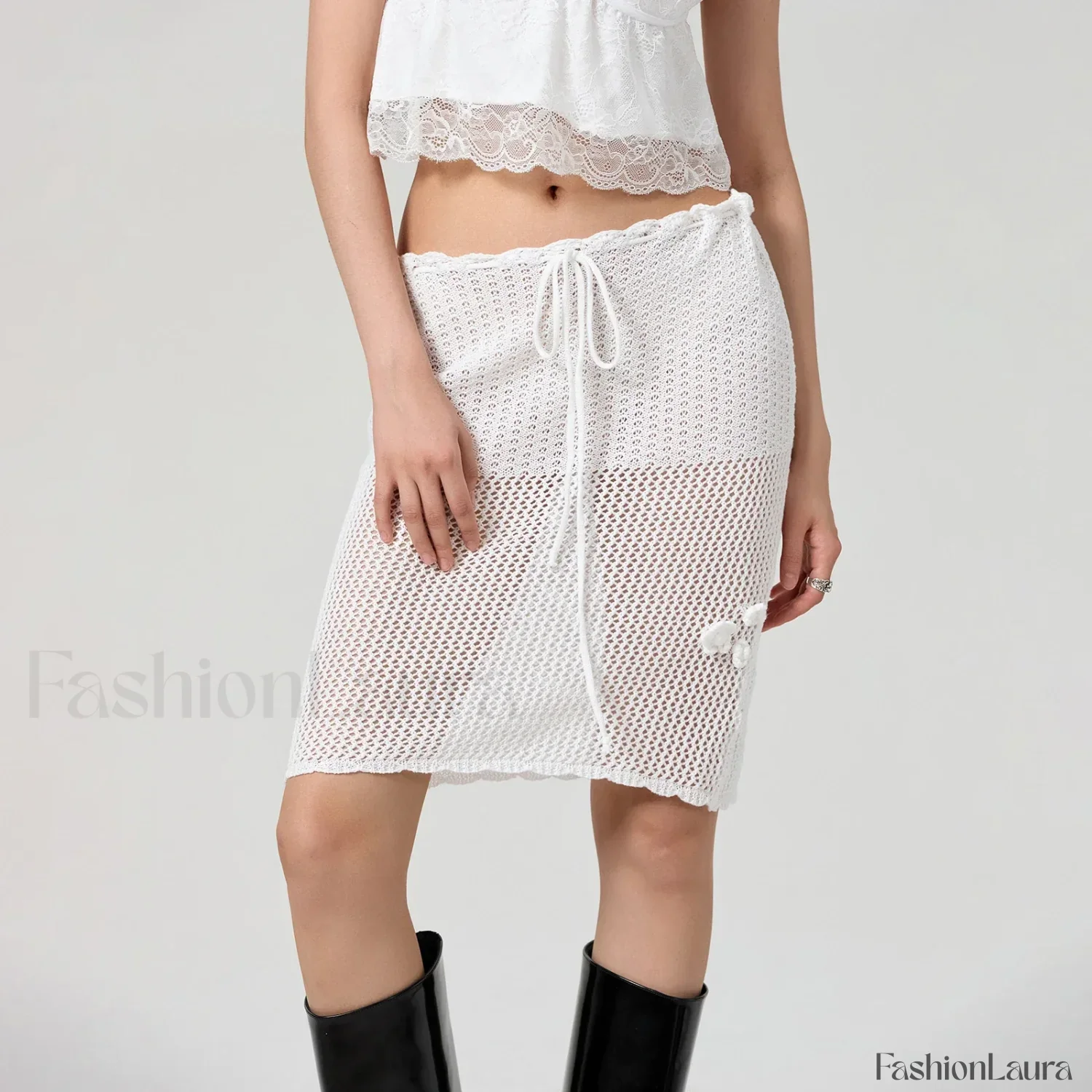 See-Through Crochet Flower Slim Fit Cover Up - Image 9