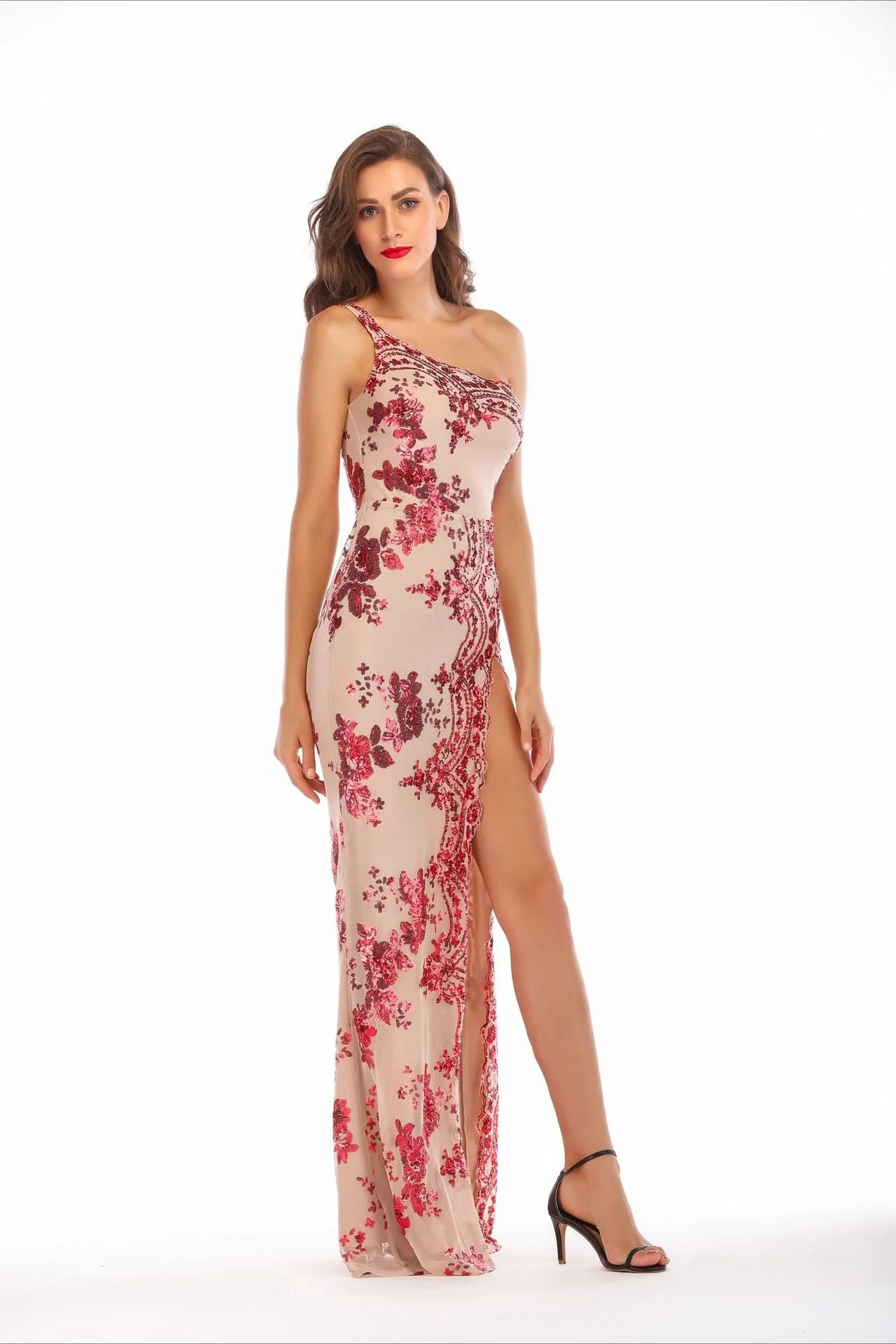 Sequin Backless Asymmetric Formal Dress - Image 8