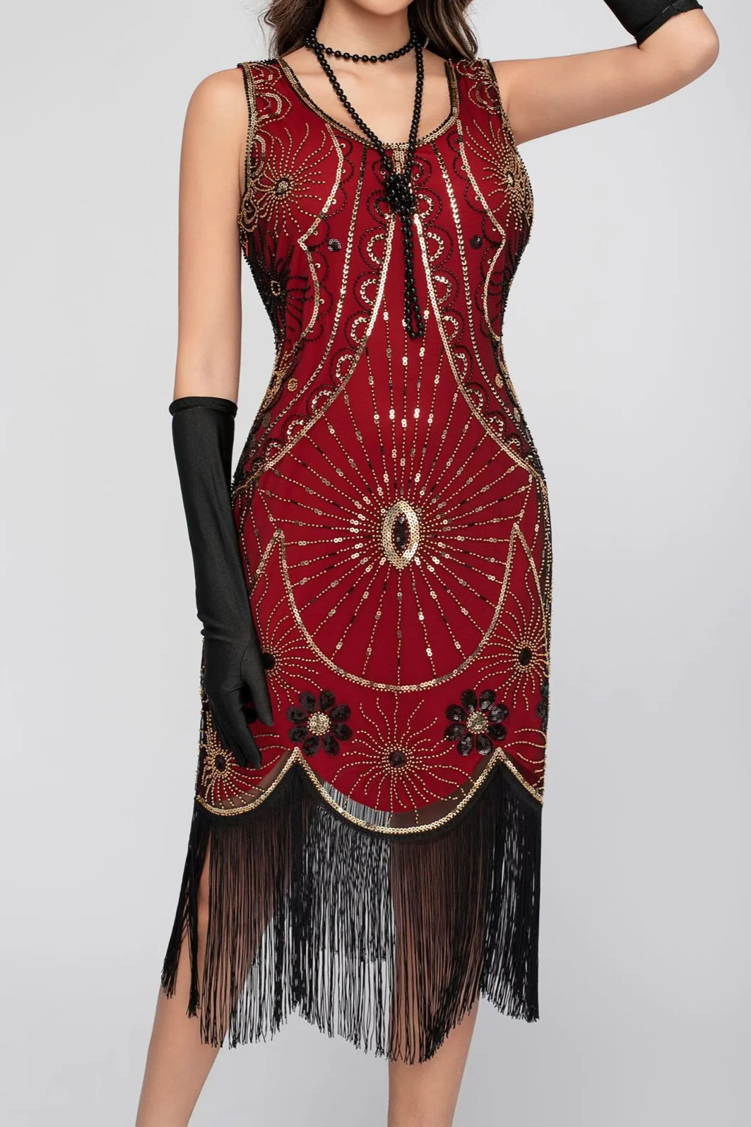 Sequin Beaded Tassel Tank Boho Dress - Image 5
