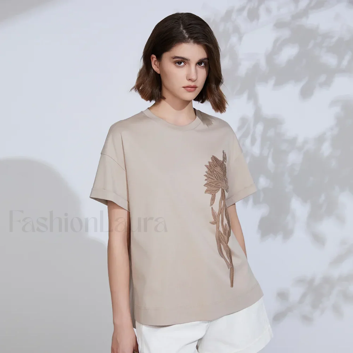 Sequin Cotton Lyocell Slim T-Shirt - Image 7