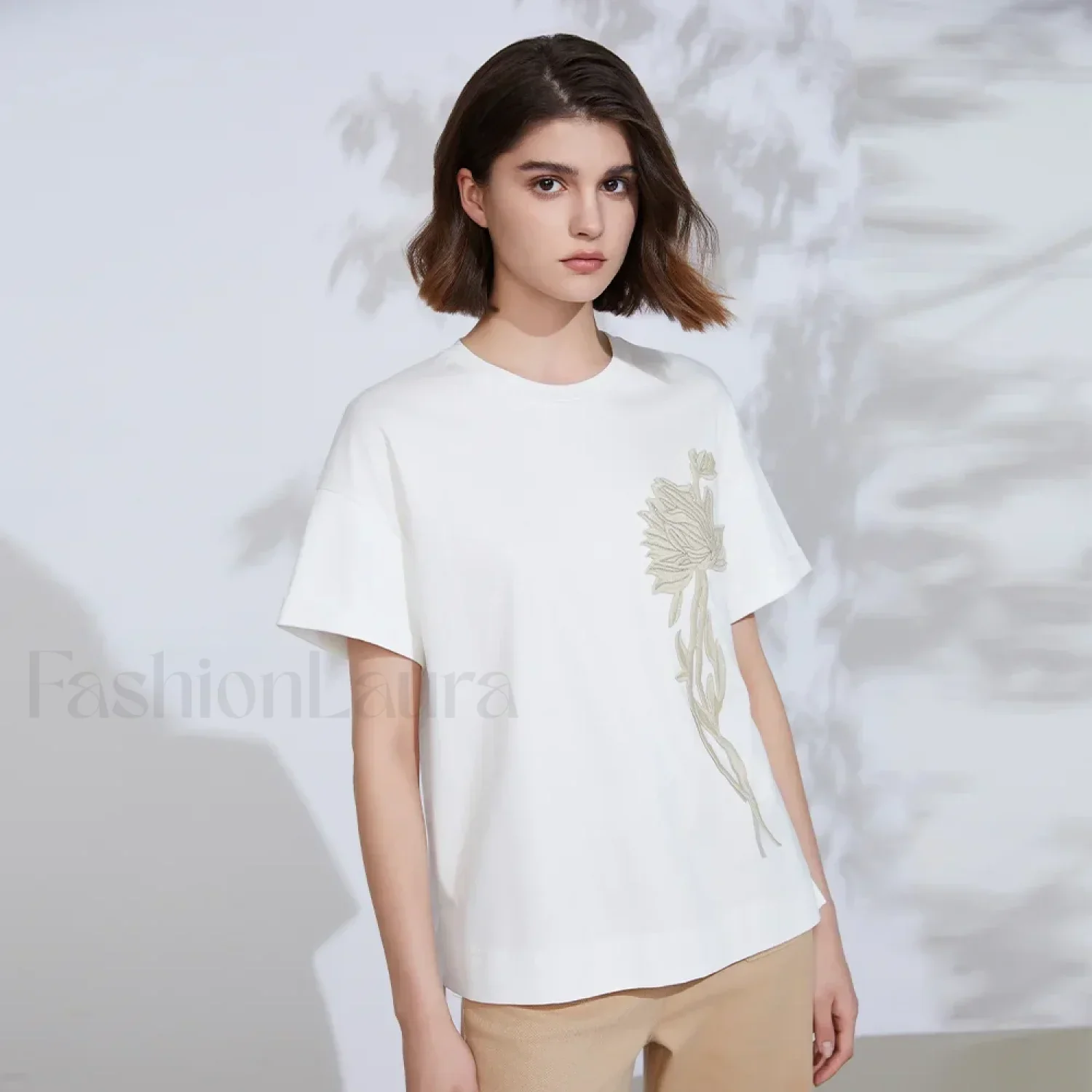 Sequin Cotton Lyocell Slim T-Shirt - Image 9