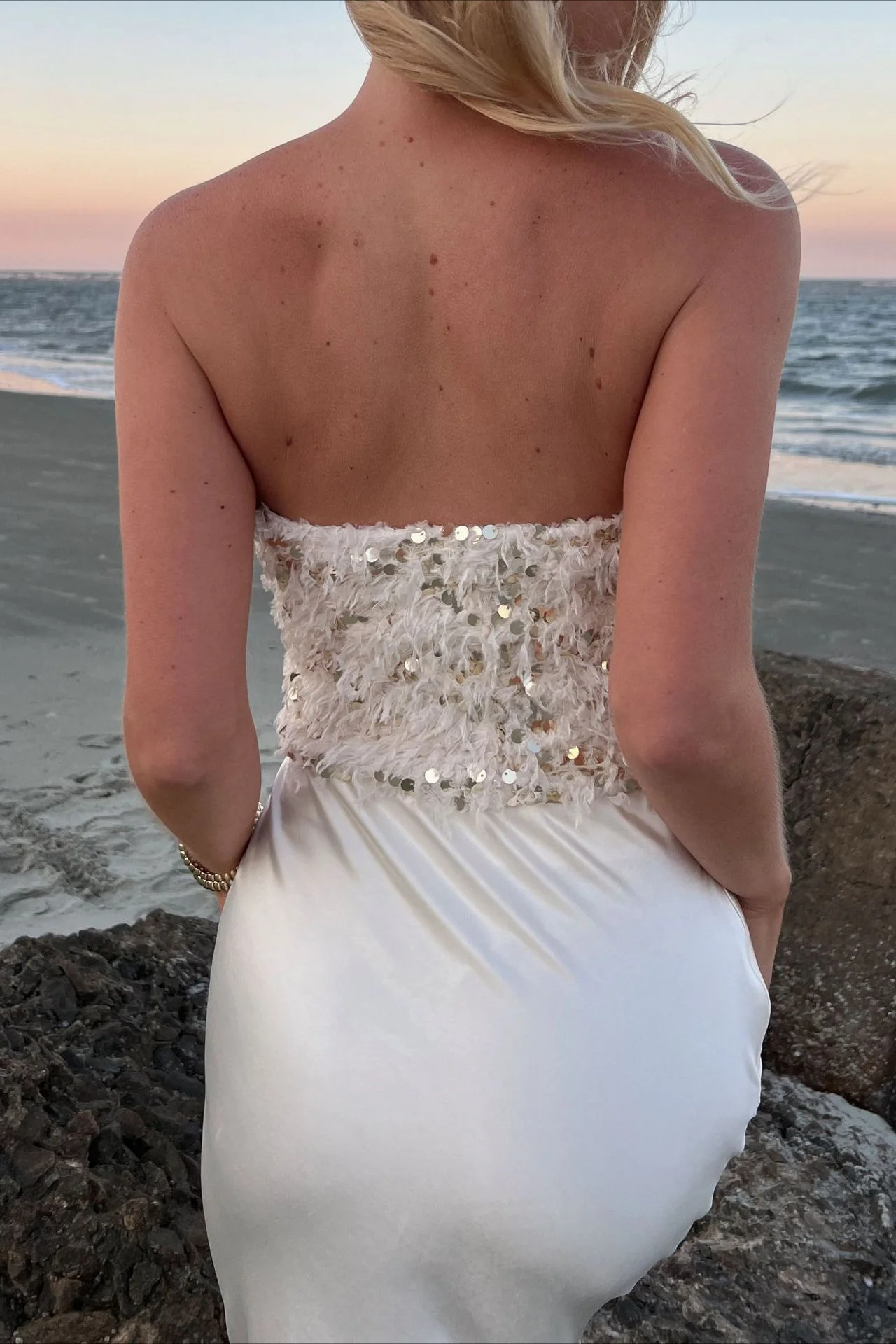Sequin Fringe Bustier Tube Top - Image 3