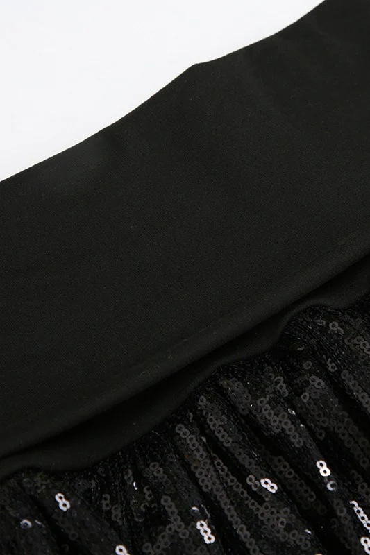 Sequin Paneled Tiered Bodycon Mini Skirt - Image 5