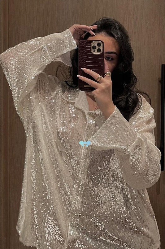 Sequin Relaxed Fit Party Blouse - Image 2