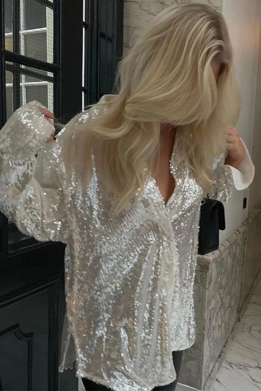 Sequin Relaxed Fit Party Blouse - Image 3