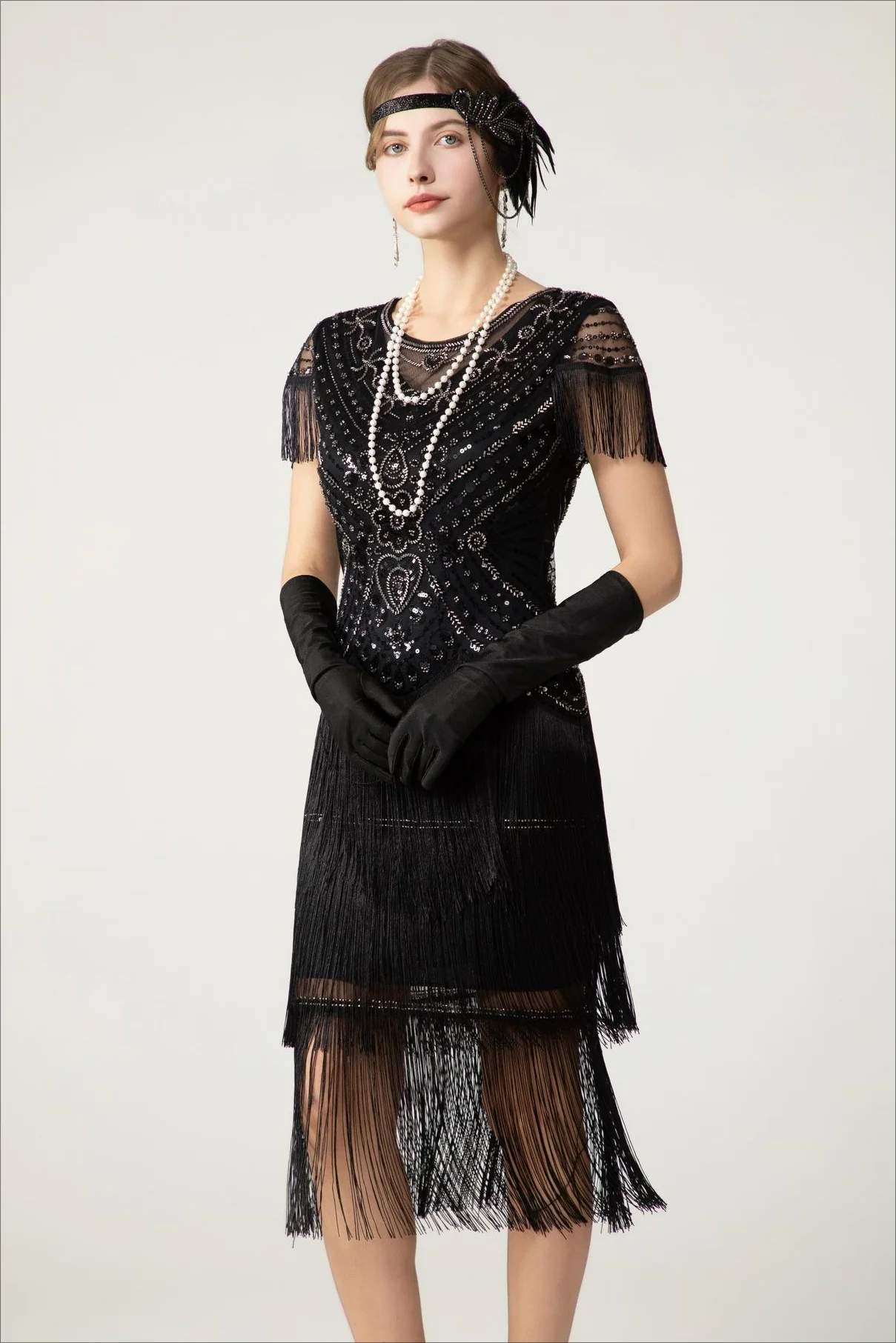 Sequin Short Sleeve Fringe Boho Dress - Image 5