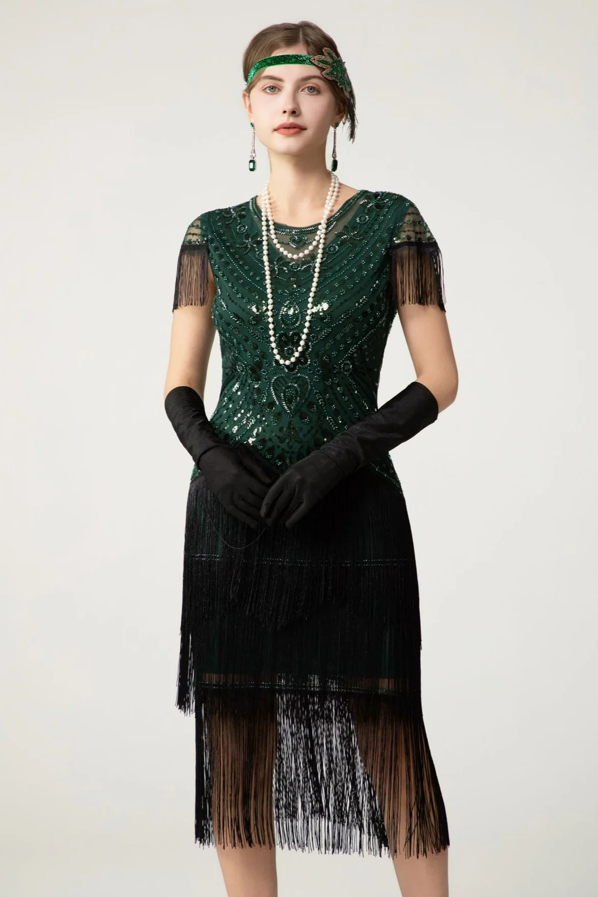 Sequin Short Sleeve Fringe Boho Dress - Image 7