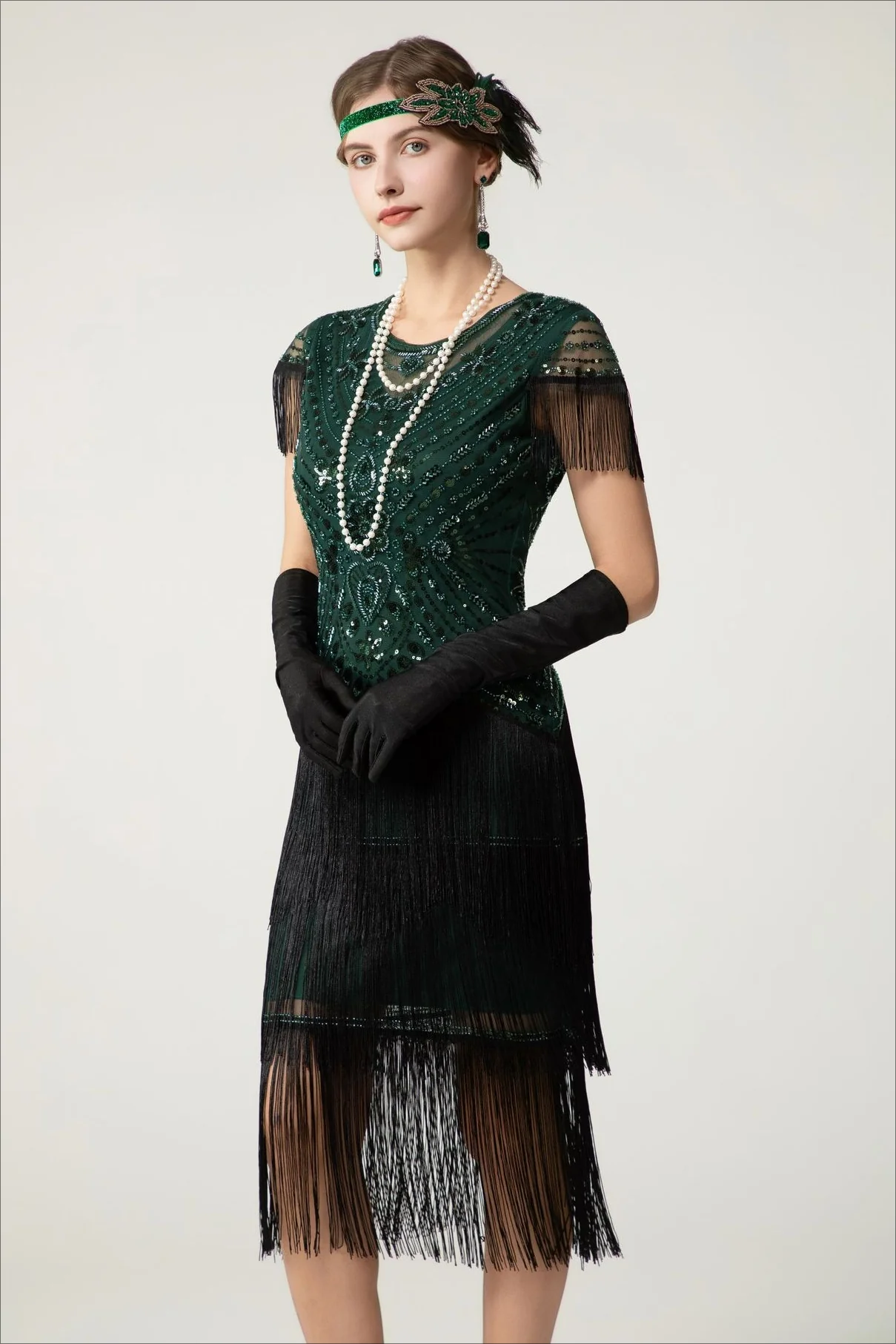 Sequin Short Sleeve Fringe Boho Dress - Image 8