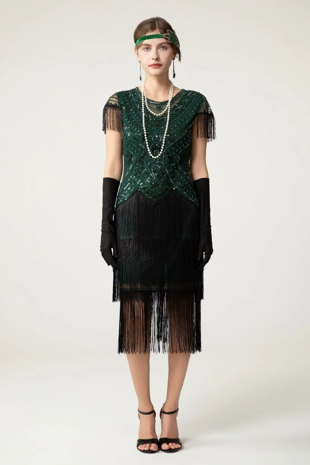Sequin Short Sleeve Fringe Boho Dress - Image 9