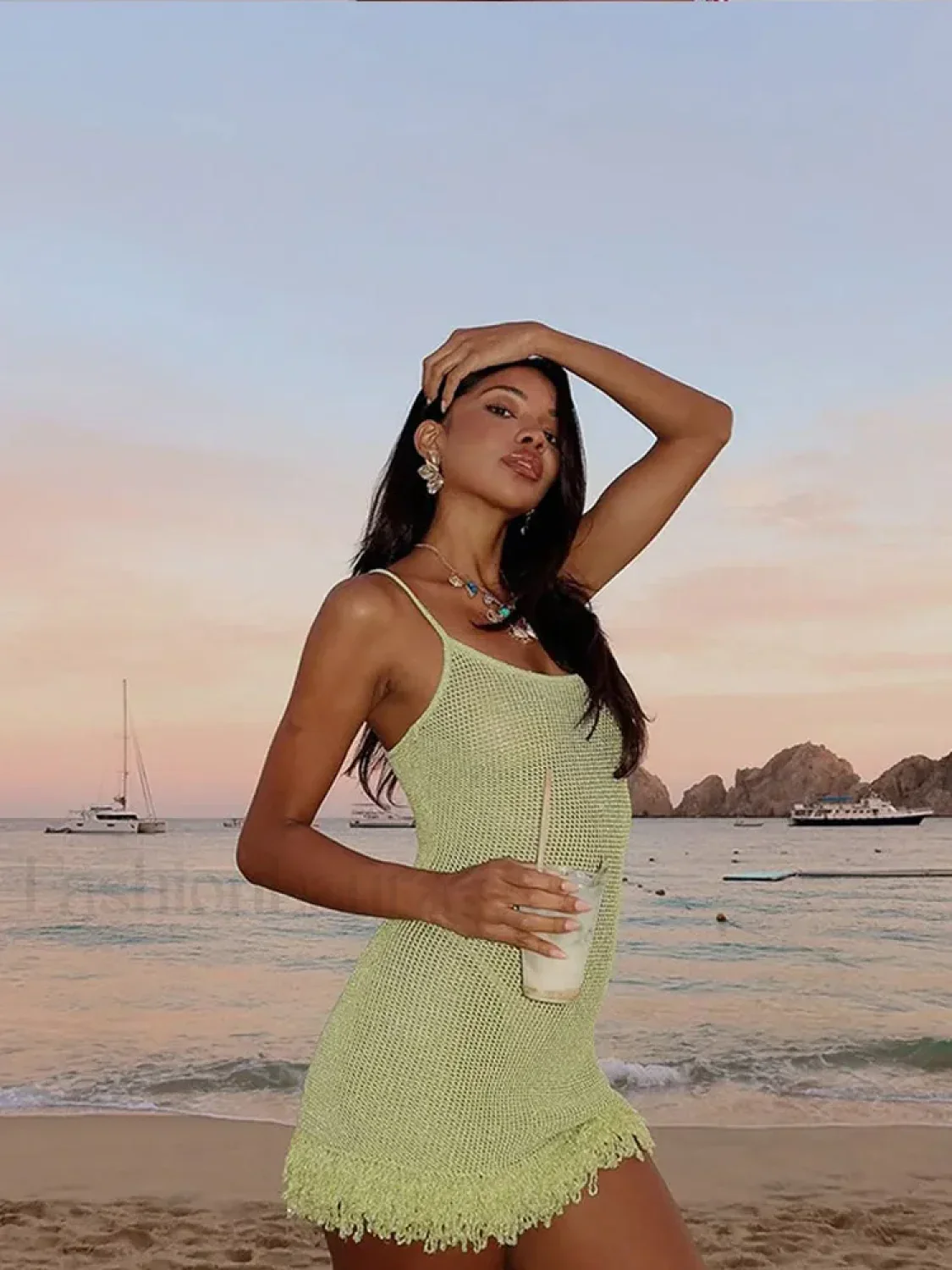 Sequin Tassel Hem Mini Dress - Image 4