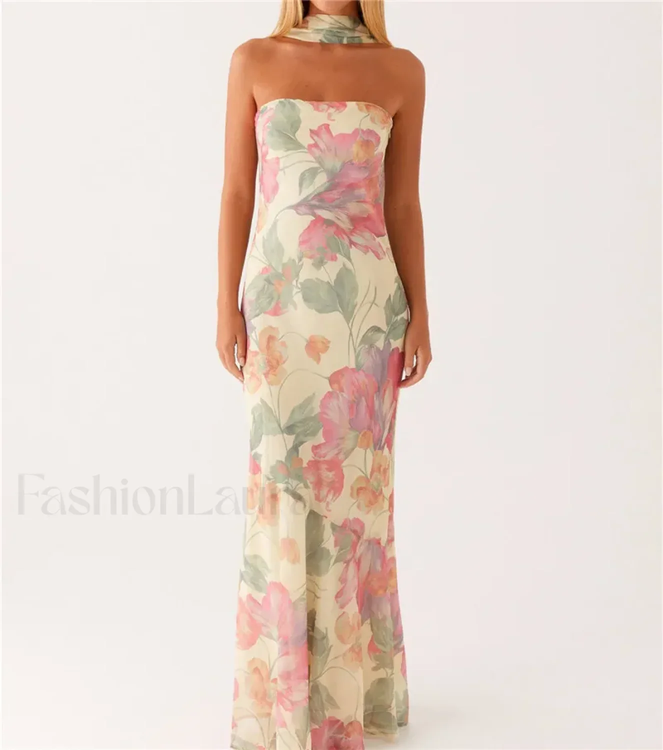 Sexy Backless Mesh Floral Dress