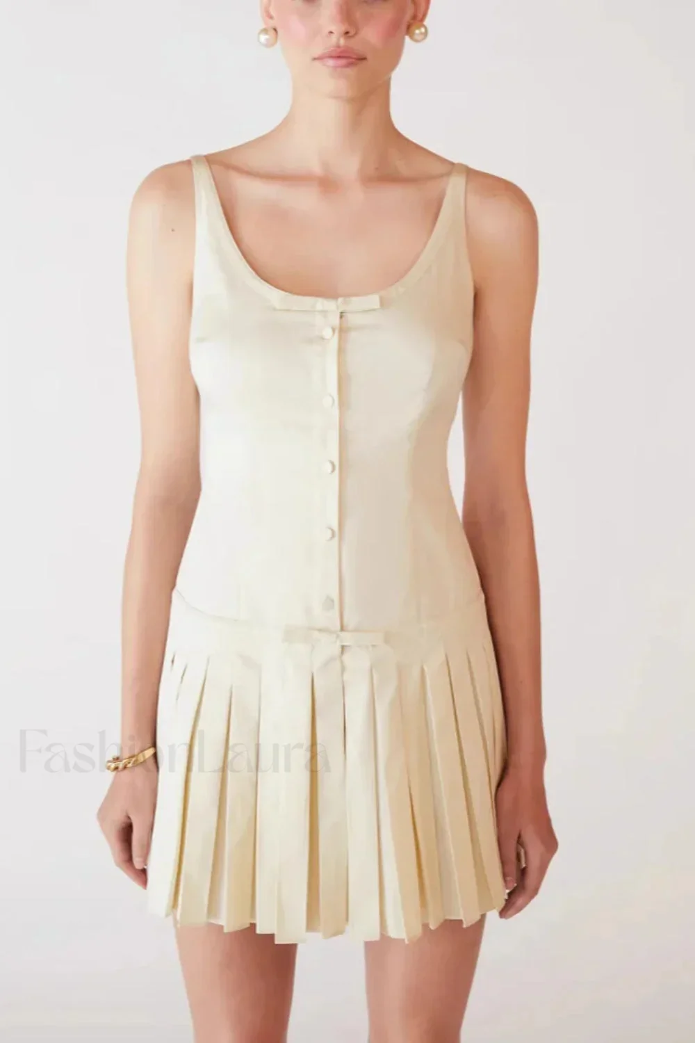 Sexy Pleated Waist Slim Strappy Mini Dress - Image 3