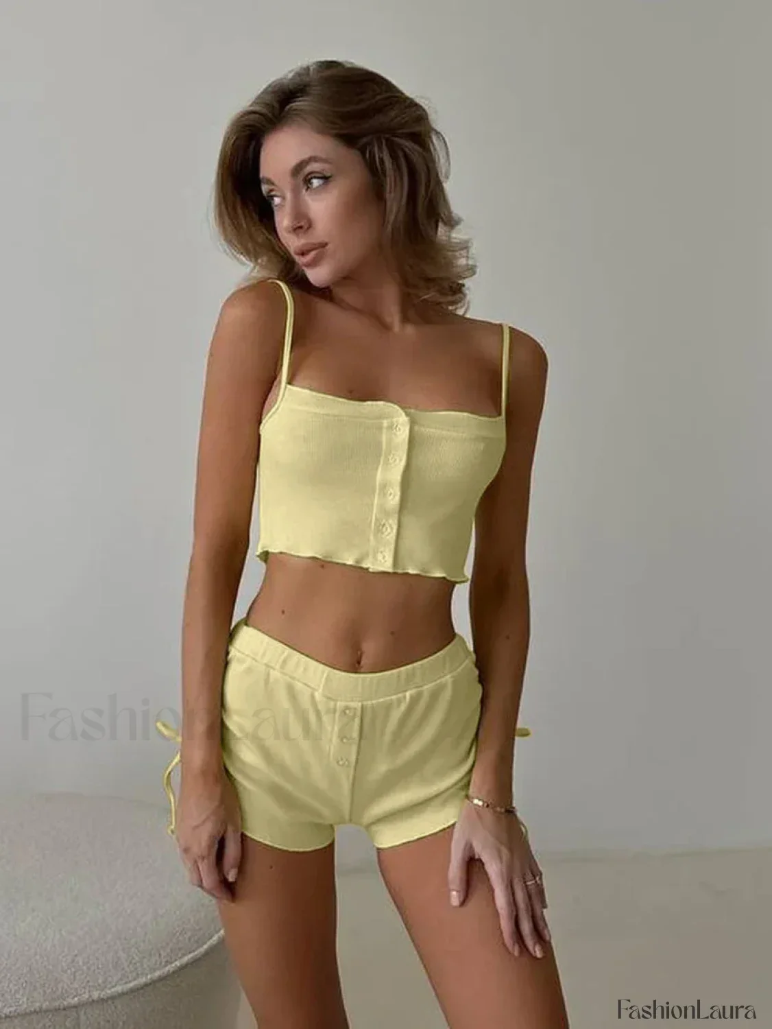 Sexy Rose Spaghetti Strap Shorts Two Piece Set - Image 9