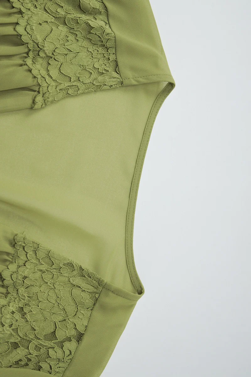 Sexy Sheer Lace Chiffon Tie Top Maxi Skirt Set - Image 15