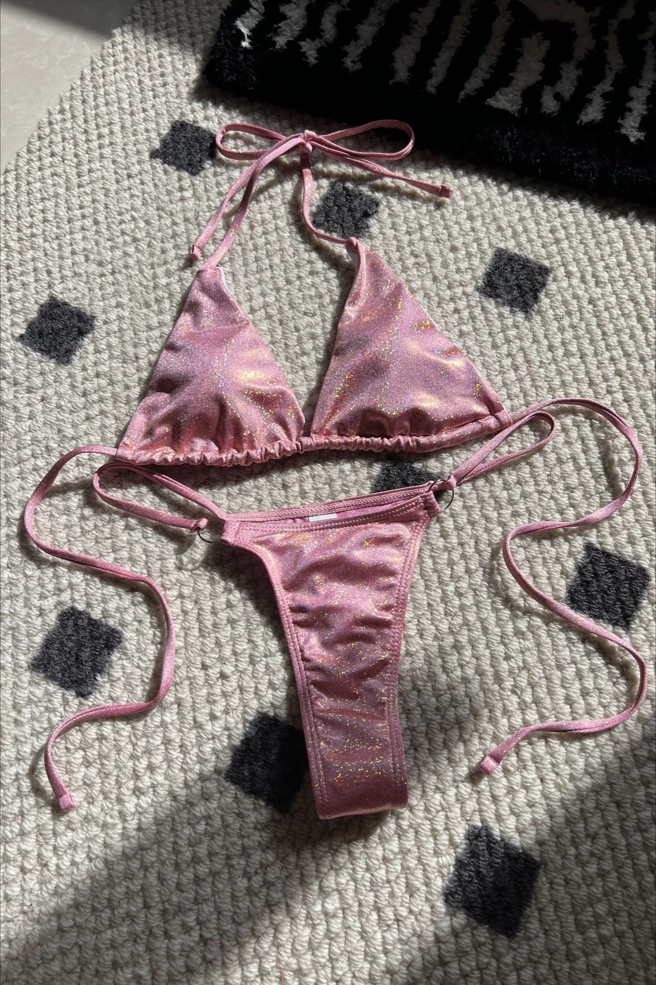 Sexy Shiny Halter Tanga Bikini Set - Image 9