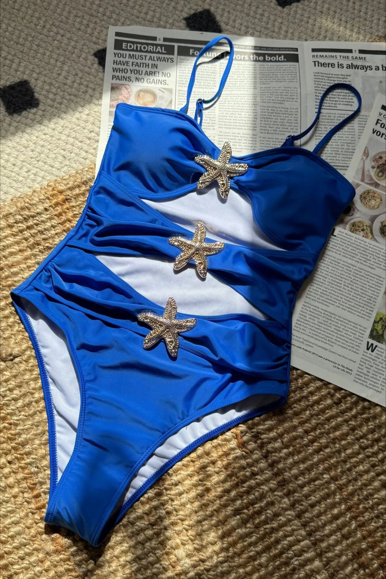 Solid Star Cutout One Piece Swimwear - Image 7