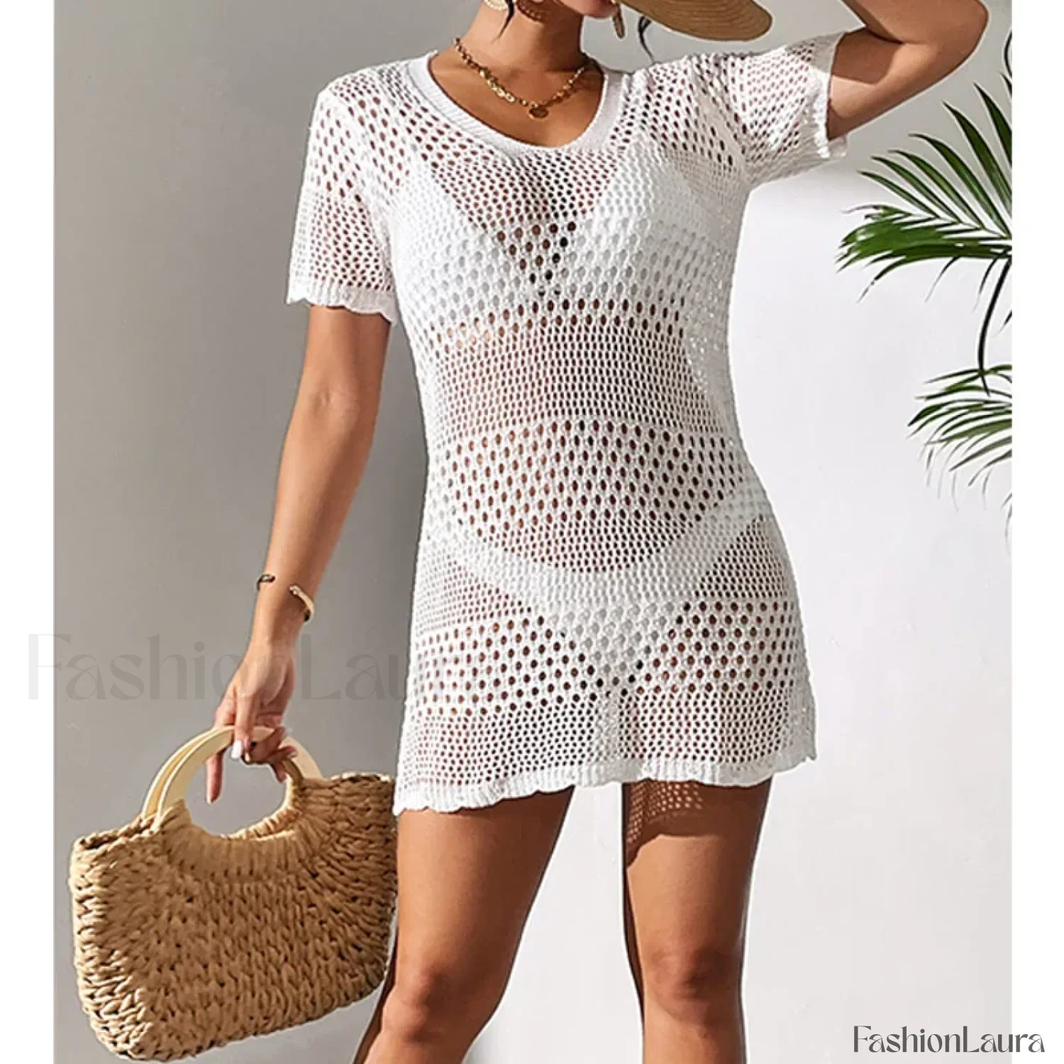 Sexy V-Neck Hollow Knit Cover Up - Image 13