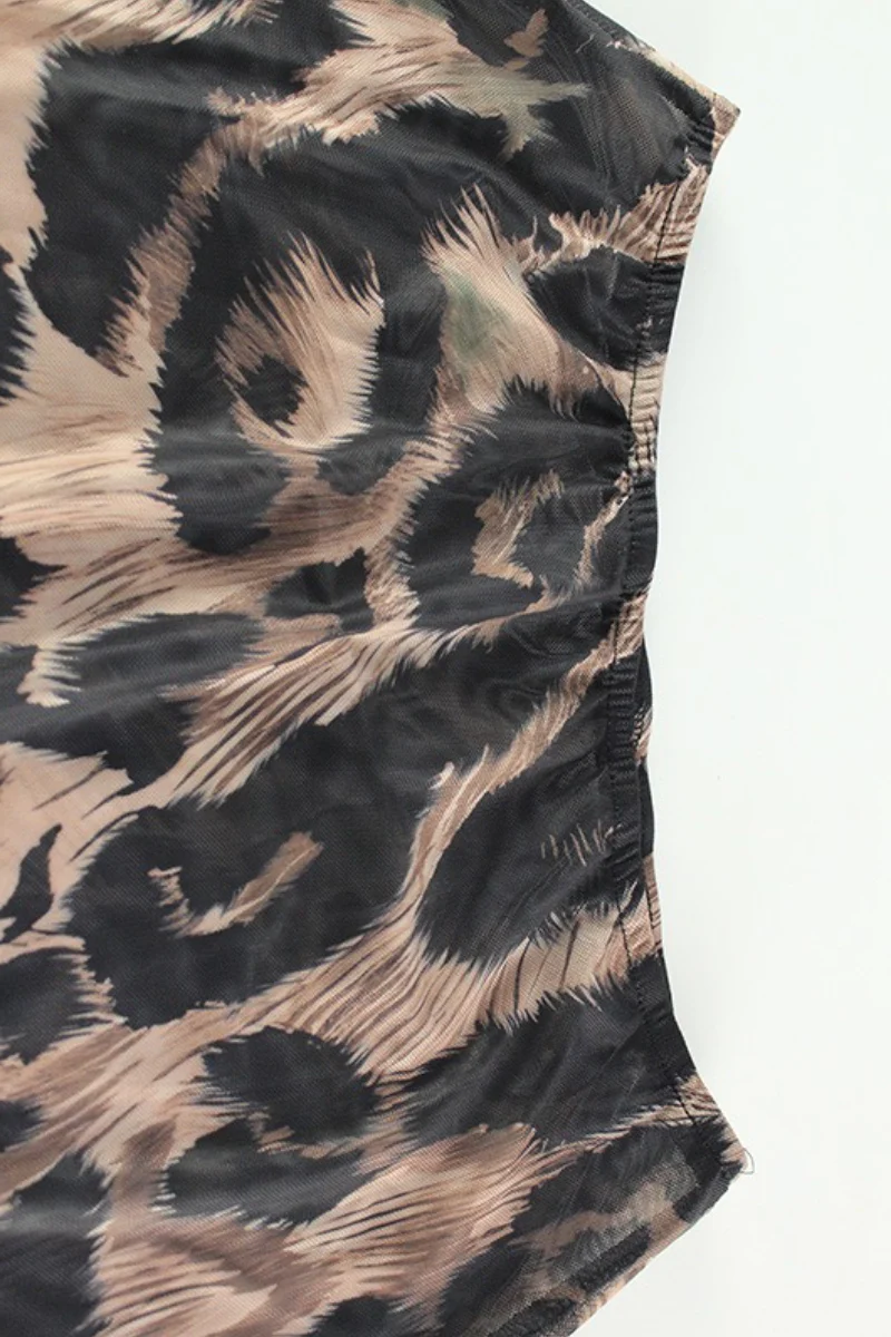 Sheer Chiffon Leopard Print Bikini Maxi Skirt Set - Image 8