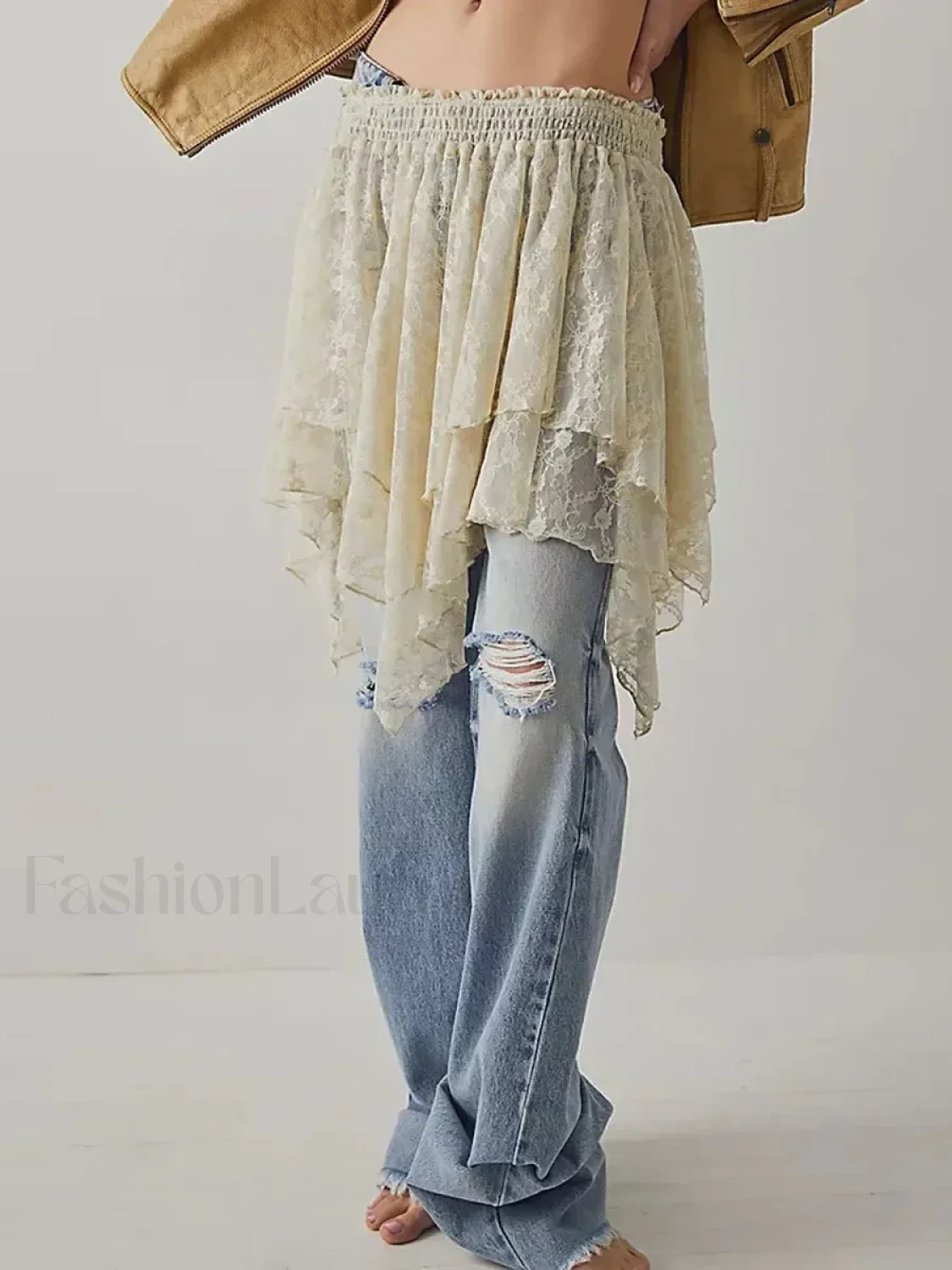 Sheer Floral Lace Mini Skirt - Image 2