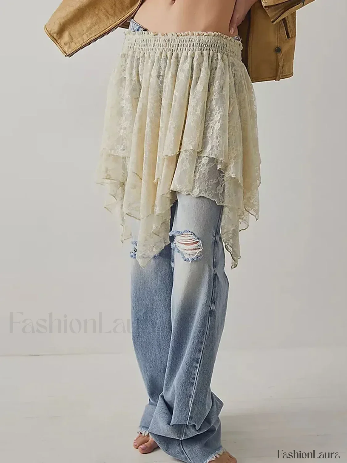 Sheer Floral Lace Mini Skirt - Image 7