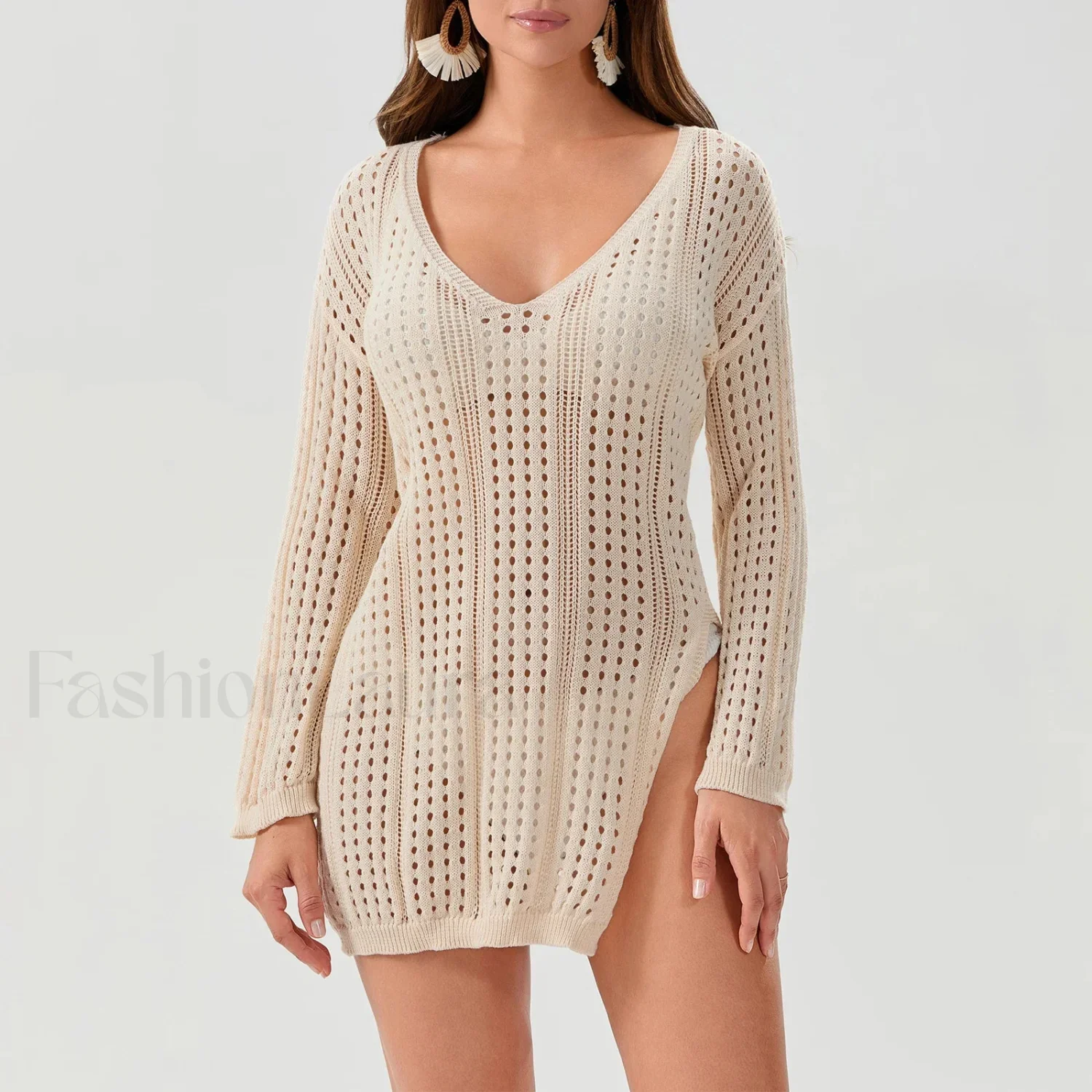 Sheer Long Sleeve Swimsuit Cover Up - Image 2