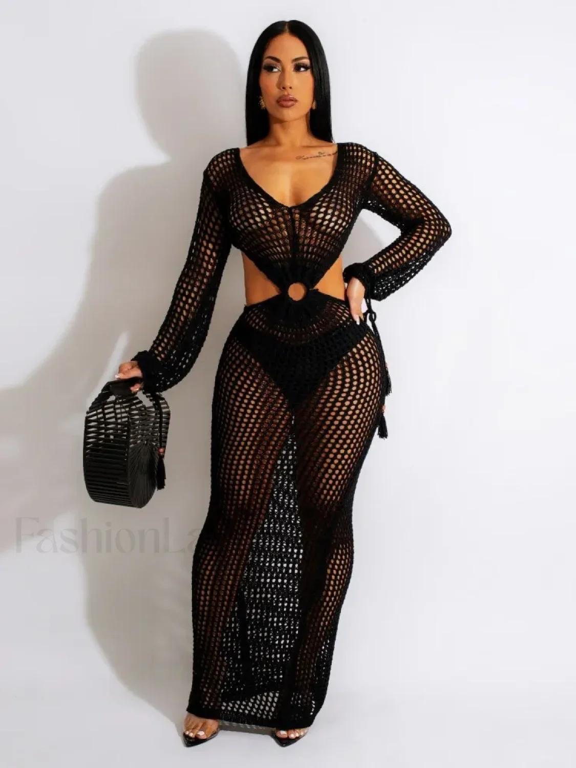 Sheer Long Sleeve Tunic Cover Up - Image 3