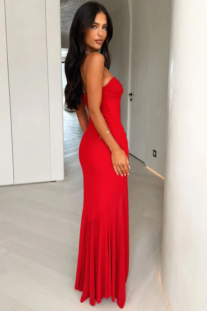 Sheer Mesh Off Shoulder Maxi Dress - Image 2