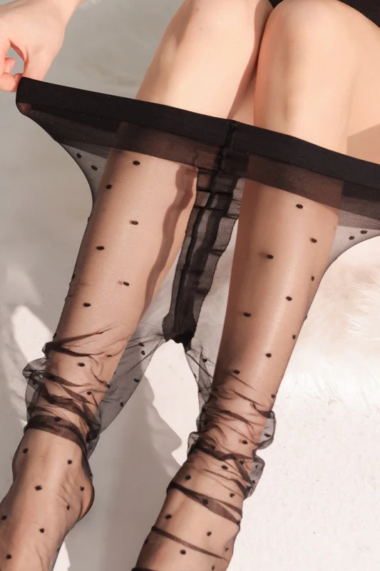 Sheer Polka Dot Snag Resist Non-Slip Tights - Image 7