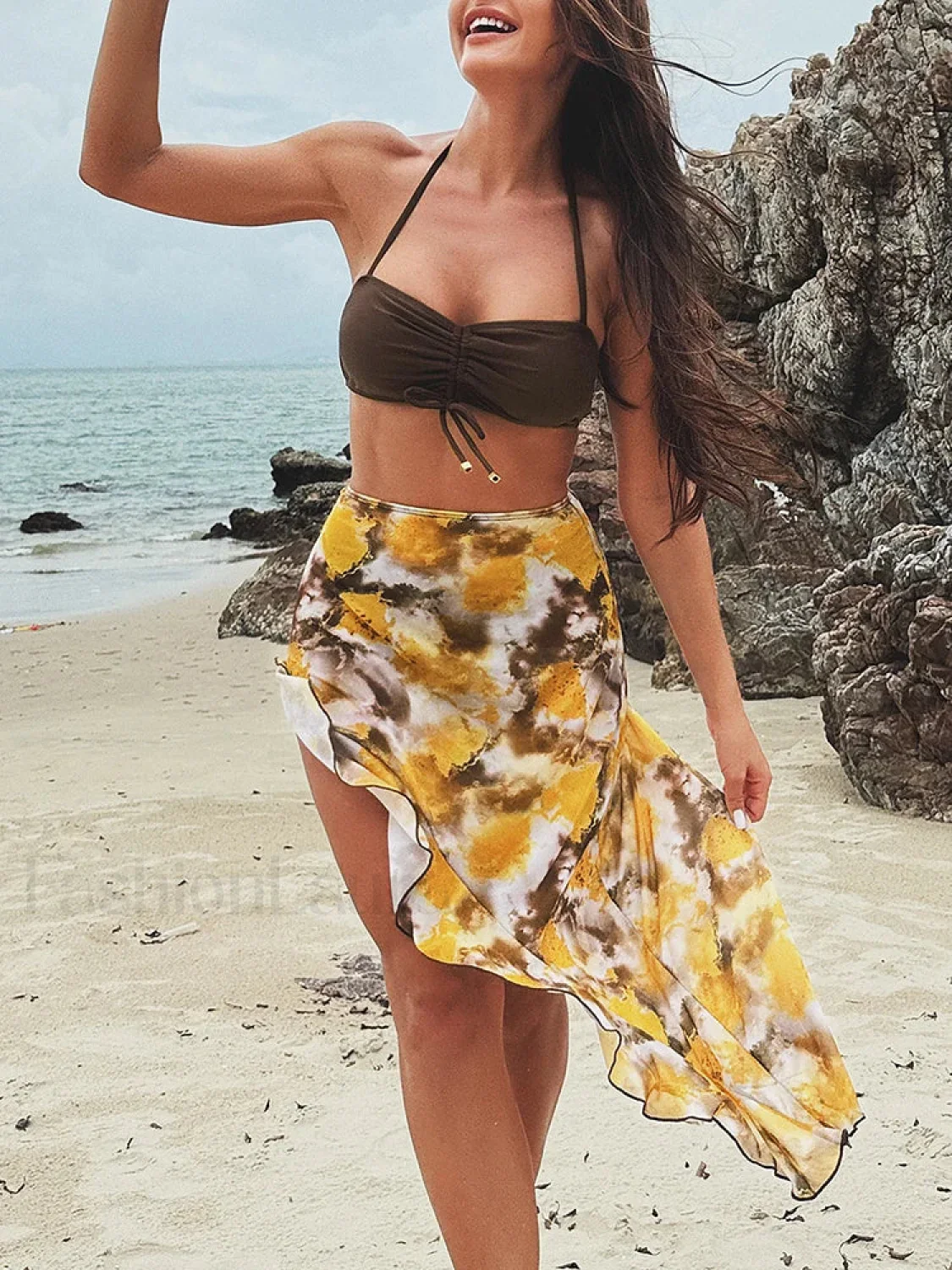 Shirring Print Three Piece Set - Image 3