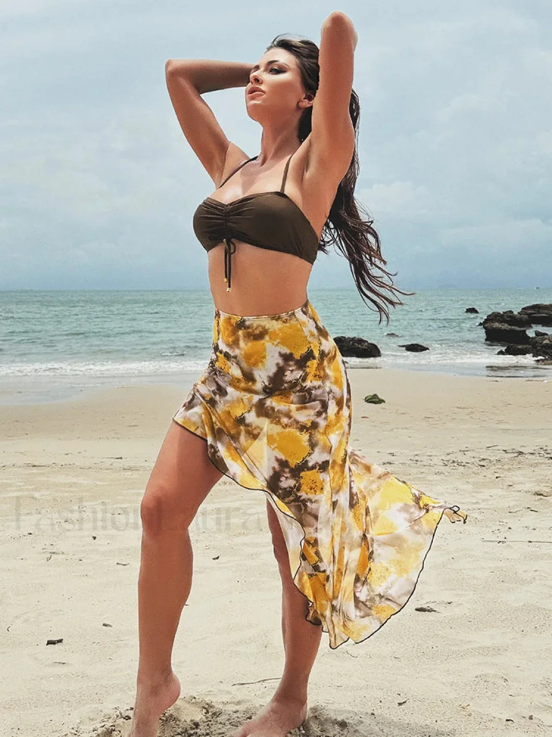 Shirring Print Three Piece Set - Image 8