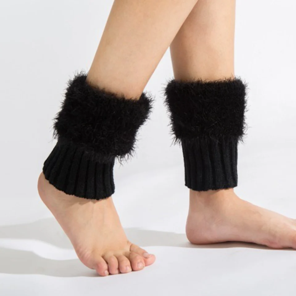 Short Feather Yarn Foldover Boot Cuffs - Image 13