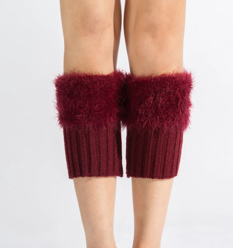 Short Feather Yarn Foldover Boot Cuffs - Image 2