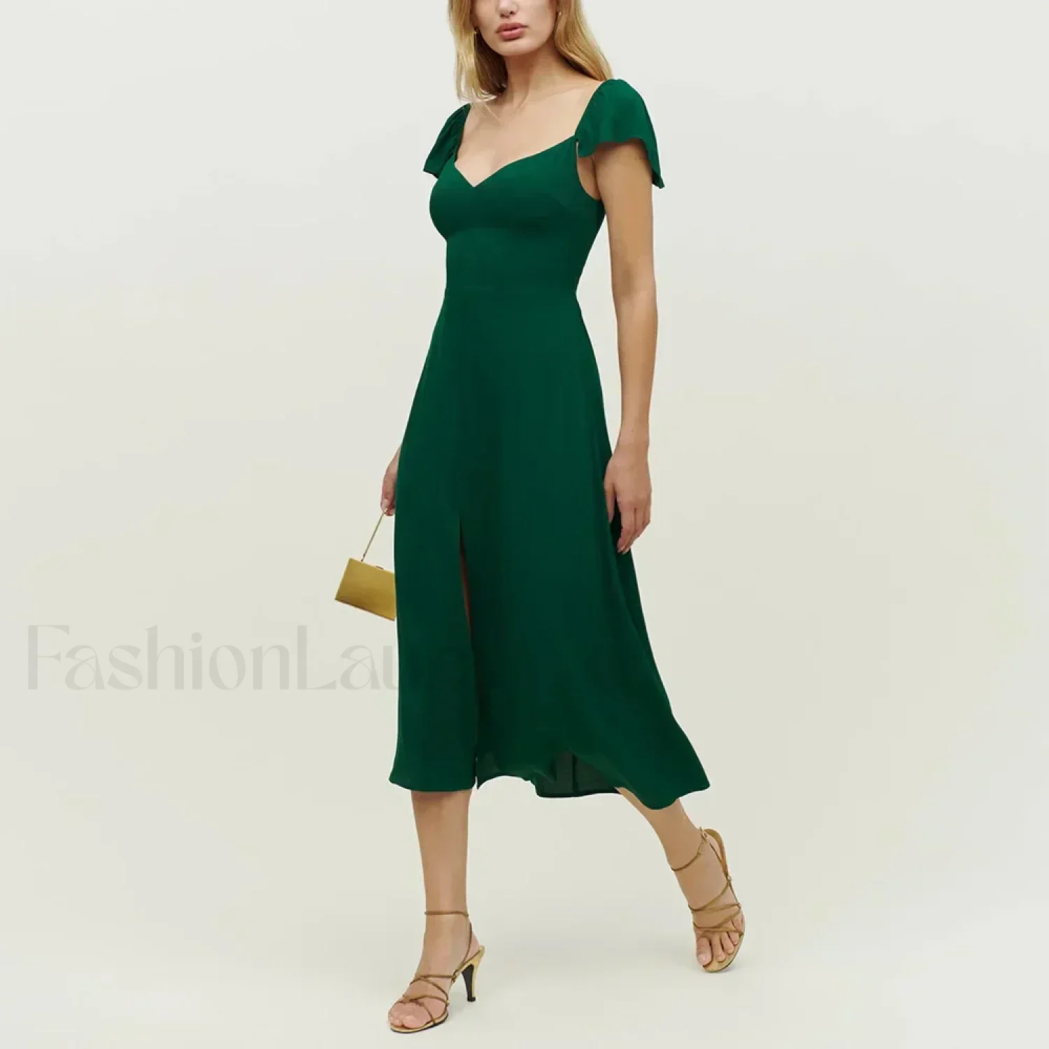 Short-Sleeve Slit Floral Dress - Image 4