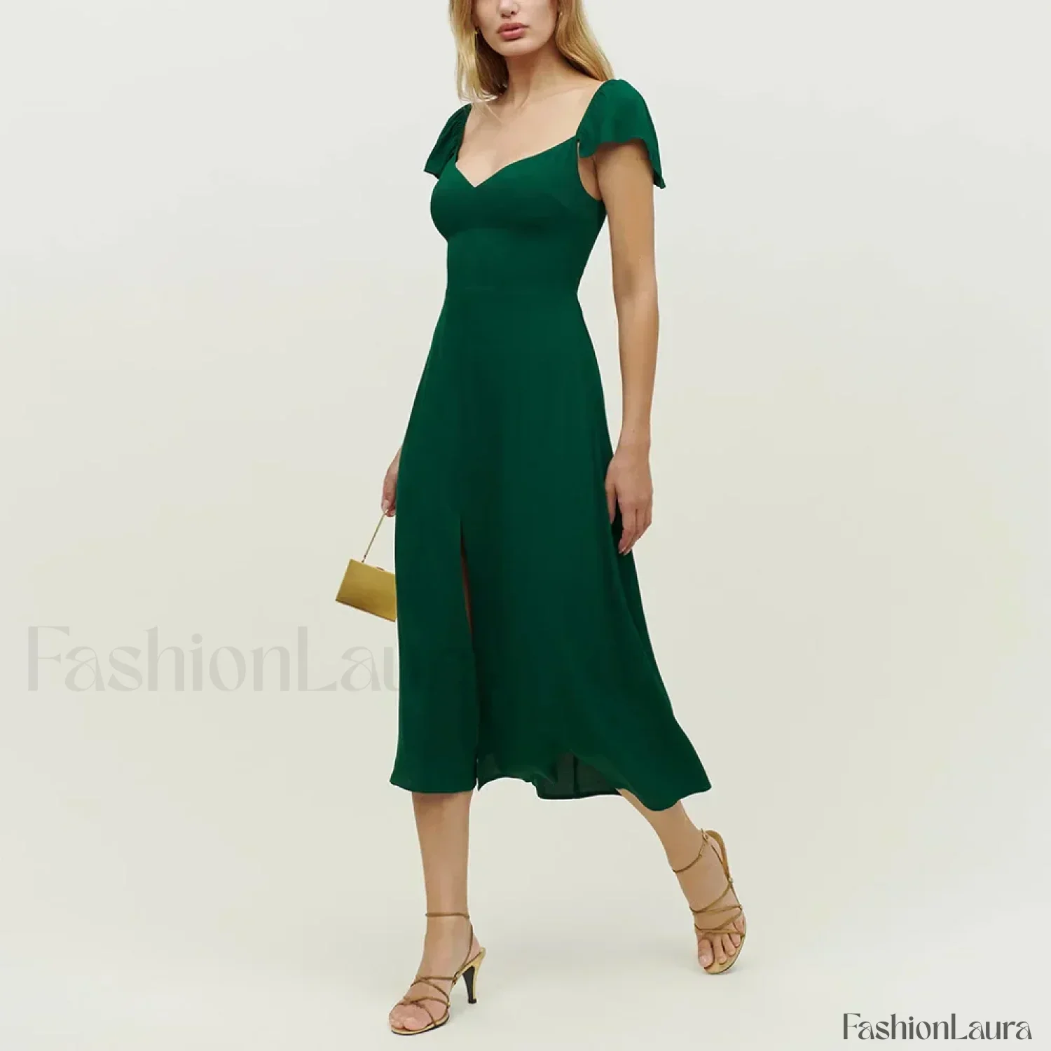 Short-Sleeve Slit Floral Dress - Image 9