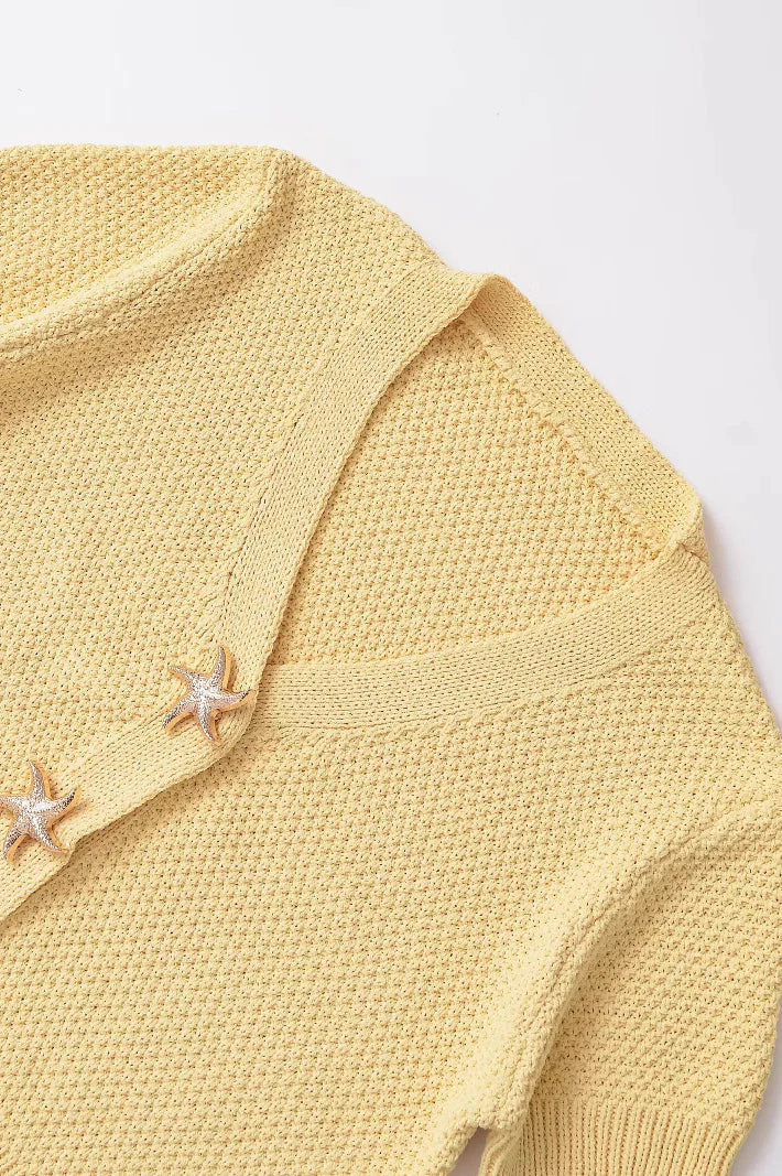 Short Sleeve Starfish Button Knit Cardigan - Image 7