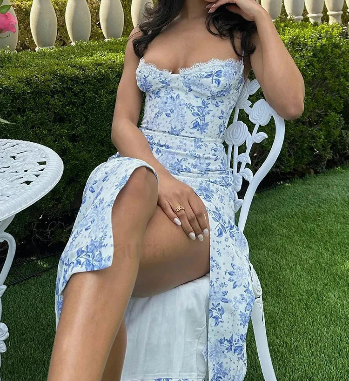 Side Slit Bodycon Floral Dress - Image 12